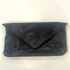 Black leather clutch